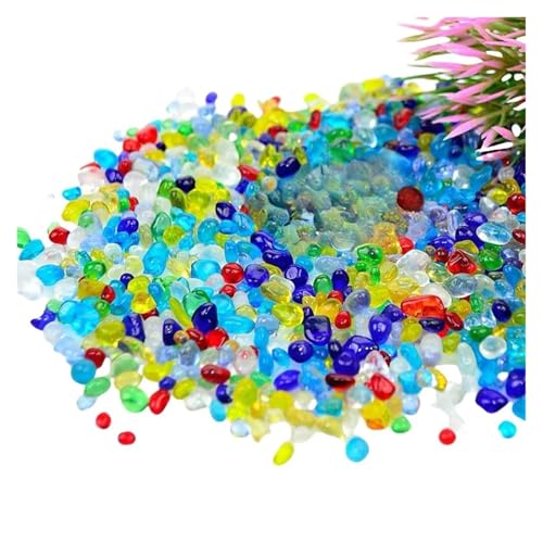 GMGQJST Aquarium Steine 100/200/500 g transparente Glaskiesel for Aquarien, farbige Kieselsteine, Aquarium-Zubehör, Heimdekoration(Mix color2,500g) von GMGQJST