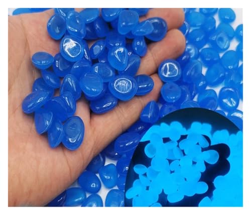 GMGQJST Aquarium Steine 200 Stück künstlicher nachtleuchtender Stein mit bunter Lumineszenz for Aquarium, Landschaftsbau, Vase, Gehweg-Dekoration(Blue) von GMGQJST