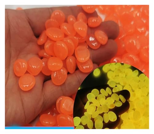 GMGQJST Aquarium Steine 200 Stück künstlicher nachtleuchtender Stein mit bunter Lumineszenz for Aquarium, Landschaftsbau, Vase, Gehweg-Dekoration(Orange) von GMGQJST