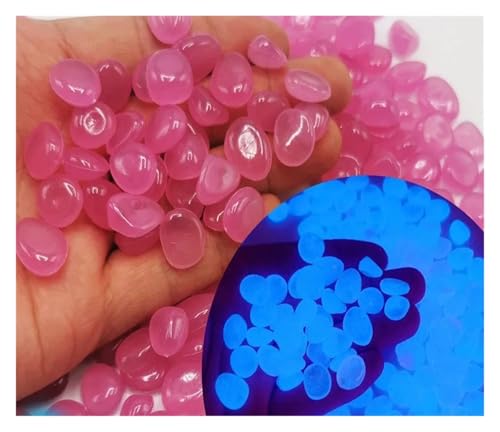 GMGQJST Aquarium Steine 200 Stück künstlicher nachtleuchtender Stein mit bunter Lumineszenz for Aquarium, Landschaftsbau, Vase, Gehweg-Dekoration(Pink) von GMGQJST