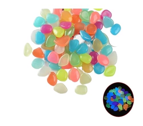 GMGQJST Aquarium Steine 200 Stück leuchtende Steine, die im Dunkeln leuchten, Kieselsteine, Fluoreszierende Steine ​​für Aquarium, Aquarium, Wasserlandschaft, Heimdekoration, 1 cm(Multicolor-200pcs) von GMGQJST