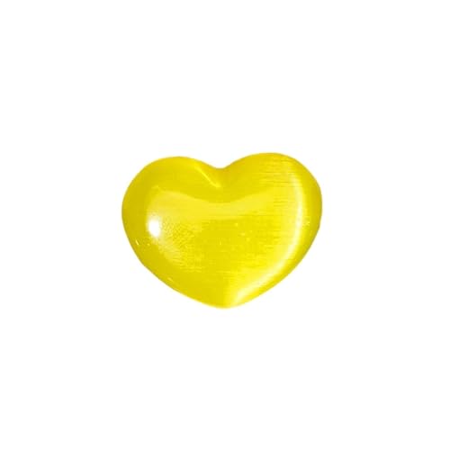 GMGQJST Aquarium Steine 3 stücke Kristall Rolling Stone Regenbogen Farbe Herz Probe Cymophane Aquarium Aquarium Wohnkultur Mineral Probe(Lemon-Yellow) von GMGQJST