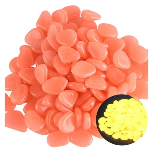 GMGQJST Aquarium Steine 50 Stück Aquarium-Ornamente, leuchtende Steine, leuchten im Dunkeln, dekorative Kieselsteine(Orange) von GMGQJST