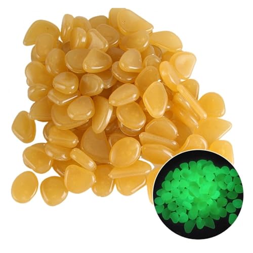 GMGQJST Aquarium Steine 50 Stück Aquarium-Ornamente, leuchtende Steine, leuchten im Dunkeln, dekorative Kieselsteine(Orange Yellow) von GMGQJST