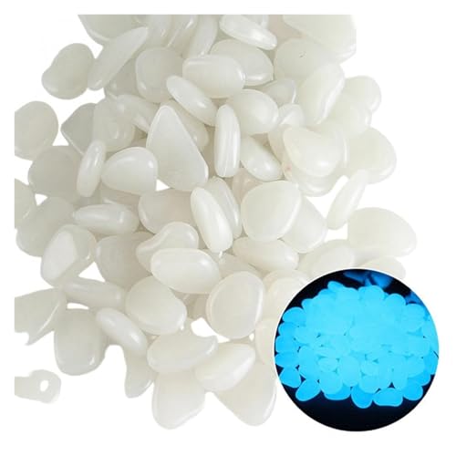 GMGQJST Aquarium Steine 50 Stück Aquarium-Ornamente, leuchtende Steine, leuchten im Dunkeln, dekorative Kieselsteine(White) von GMGQJST