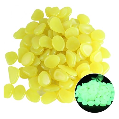 GMGQJST Aquarium Steine 50 Stück Aquarium-Ornamente, leuchtende Steine, leuchten im Dunkeln, dekorative Kieselsteine(Yellow) von GMGQJST