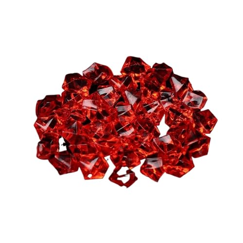 GMGQJST Aquarium Steine 50 Stück Konfetti Hochzeit Ornament Kopfsteinpflaster Aquarium Landschaft Bunte Kunststeine ​​Kristall Eiswürfel Vasenfüller Kieselsteine(Red) von GMGQJST