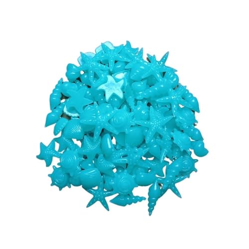 GMGQJST Aquarium Steine 50 Stück leuchtende Steine, Bunte Muscheln, Seesterne, Muschelform, leuchtende Steine, Fluoreszierende Kieselsteine, Aquarium-Aquarium-Dekorationen(Glow Stone Blue) von GMGQJST