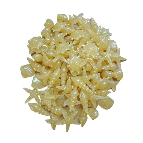 GMGQJST Aquarium Steine 50 Stück leuchtende Steine, Bunte Muscheln, Seesterne, Muschelform, leuchtende Steine, Fluoreszierende Kieselsteine, Aquarium-Aquarium-Dekorationen(Glow Stone Yellow) von GMGQJST