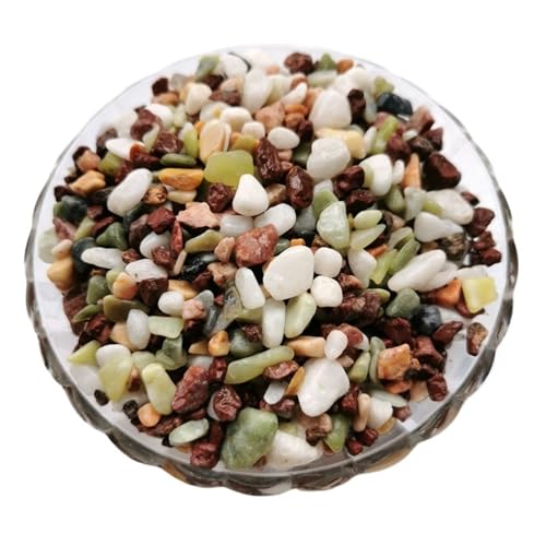 GMGQJST Aquarium Steine 500 g Kristallsand for Aquarien, Bodensand, Landschaftsbau, dekorativer Stein, for Aquarien, Wassersand, Schildkrötensand, Dekorationen(3-4mm mix2) von GMGQJST