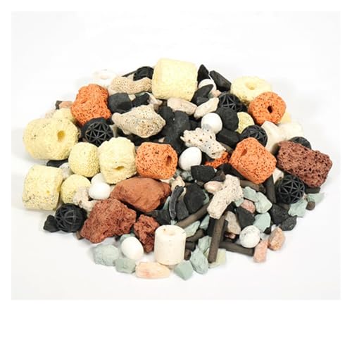 GMGQJST Aquarium Steine Aquarium-Filtermedien for Aquarien, Aktivkohle, Keramikringe, Biobälle, Wasserfiltermaterial, Aquarium-Zubehör(Mix,150g) von GMGQJST