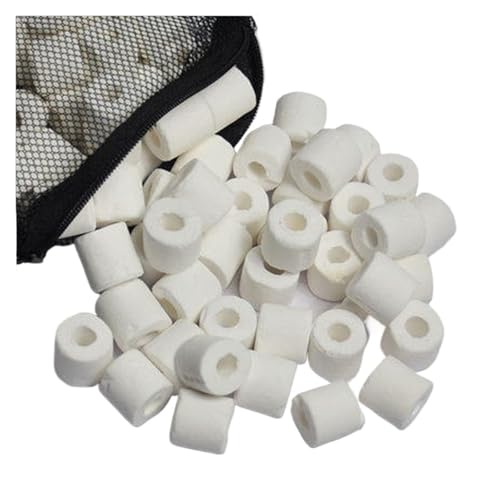 GMGQJST Aquarium Steine Aquarium-Filtermedien for Aquarien, Aktivkohle, Keramikringe, Biobälle, Wasserfiltermaterial, Aquarium-Zubehör(White,300g) von GMGQJST