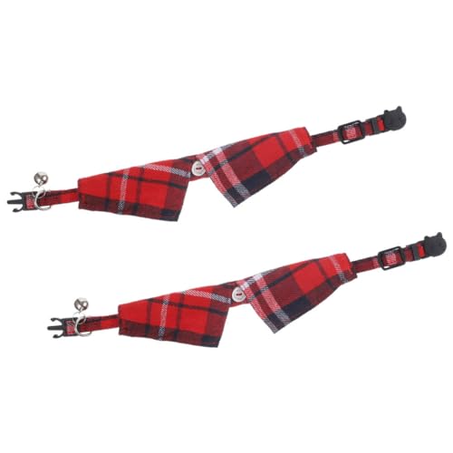 2pcs einstellbare Plaid -Muster -Katzenkragen mit Glockendesign für Katzen und Kätzchen für tägliche Verschleißpartys und besondere Anlässe von GMJGCIRVC