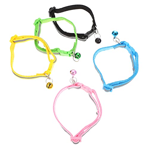 5pcs reflektierende Katzenhalsbänder mit Glocken Bequeme Haustierhalsringe für Katzen Kätzchen Atmungsfreie Dekor für tägliche Verschleiß und besondere Anlässe von GMJGCIRVC