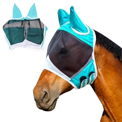 Fliegenmaske Pferd, Fliegenhaube Pferd, Atmungsaktiv Pferdefliegenmaske mit Ohren und Nasenschutz Fliegenmaske Pferd, Fliegenhaube Pferd, Atmungsaktiv Pferdefliegenmaske mit Ohren und Nasenschutz von GMMG