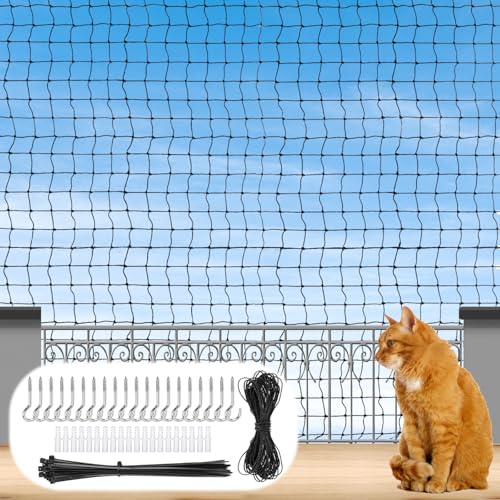 GMMG Katzennetz für Balkon, 3x4m Katzennetz Drahtverstärkt, Katzenschutznetz Ohne Bohren Schwarz, Balkonnetz, Katzen Schutz Balkon, Cat Net zur Sicherung von Balkon, Terrassen, Fenstern, Türen, Zäune GMMG Katzennetz für Balkon, 3x4m Katzennetz Drahtverstärkt, Katzenschutznetz Ohne Bohren Schwarz, Balkonnetz, Katzen Schutz Balkon, Cat Net zur Sicherung von Balkon, Terrassen, Fenstern, Türen, Zäune von GMMG