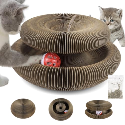 Kratzbrett Katze Magische Orgel Katzenkratzbrett Kratzpappe Magic Organ Cat Scratching Board Cat Toy 2-in-1 Kratzbretter Katze mit Glöckchen Faltbares von GMMG