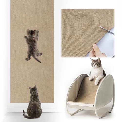 Selbstklebend Kratzbretter Dunkles Khaki Katze Kratzteppich Katze Kratzmatte Katze Wand Teppich Katzen Kratzbrett Katzen Kratzwand (200cmx40cm von GMMG