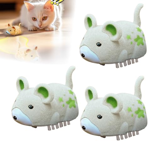 GMTEO Katzenspielzeug Maus Elektrisch, 2025 Neu Interactive Electric Hamster Cat Toy, Selbst bewegen Hindernisse vermeiden Interaktives Katzenspielzeug Selbstbeschäftigung (Kaki) von GMTEO