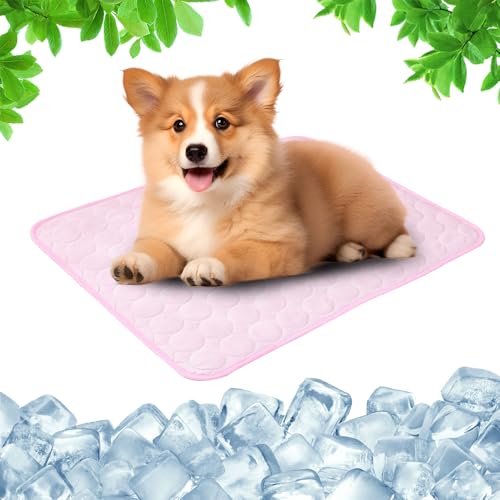 GMTEO Kühlmatte Hund, 2025 Neu Kühldecke Hund Kühlmatte für Hunde Langlebige Kratzfeste Oberfläche, Sofortige Selbstkühlende Matte Haustier Kühlpad für Kisten und Betten (Rosa, XXL / 150x100 cm) von GMTEO