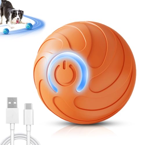 GMTEO Springender Aktivierungsball für Hunde, 2025 Neu Sprung Hundespielzeug Intelligenz Selbstbeschäftigung, Elektrisch Hundespielzeug Ball Interaktiv für Katzen Hunde (Orange) von GMTEO
