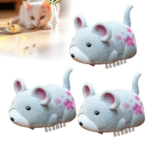 Katzenspielzeug Maus Elektrisch, 2025 Neu Interactive Electric Hamster Cat Toy, Selbst bewegen Hindernisse vermeiden Interaktives Katzenspielzeug Selbstbeschäftigung (Grau) von GMTEO