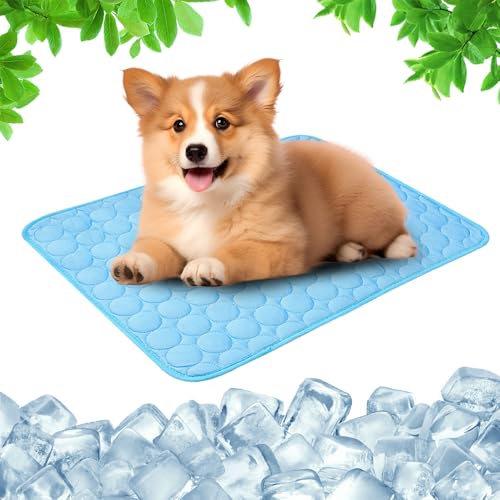 Kühlmatte Hund für Sommer, 2025 Neu Kühldecke Hund, Sofortige Selbstkühlende Matte für Hunde, Langlebige Kratzfeste Oberfläche Haustier Kühlpad für Kisten und Betten (Dunkelblau, XXL / 150x100 cm) von GMTEO