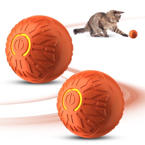 Shaky Ball Toy, 2025 Neu Katzenspielzeug Elektrisch Selbstbeschäftigung, Hundespielzeug Ball Katzenspielzeug Interaktives, Intelligenter Automatischer Rollball für Katzen Hunde (Orange - 2 Stück) von GMTEO