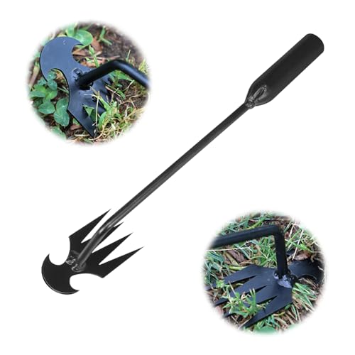 Unkraut Entferner Gerät, 2025 Neu Gartenwerkzeug Unkrautkratzer mit stiel, Mühelos Unkraut Entferner Gerät, Hand Unkrautstecher für Gras Graben Umpflanzen Jäten (schwarz - 27cm) von GMTEO