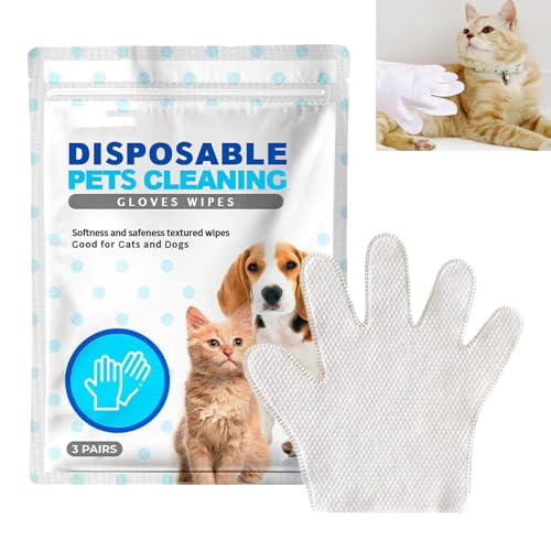 GNAUMORE Einweg-Haustier-Reinigungshandschuh-Tücher, Hundetücher, Handschuhe, waschfreie Handschuhe, waschfreie Tücher, Hundereinigungshandschuhe, sanfte desodorierende Haustier-Fingertücher, von GNAUMORE
