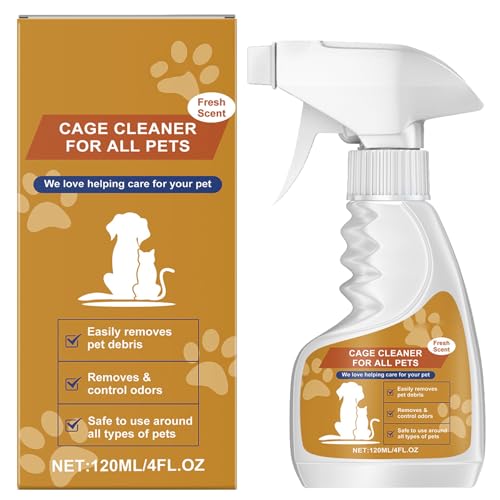 GNAUMORE Haustier Käfig Reinigung Spray,Geruchsentferner und Fleckenentferner,Enzymreiniger Tierkäfig wie Hundeurin oder Ausscheidungen auf Sofa,Sessel,Matratze,Auto UVM 120ML von GNAUMORE