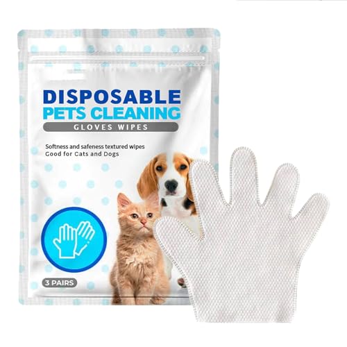 GNAUMORE Hunde-Reinigungshandschuh-Tücher,Handschuhe und Tücher für die Reinigung von Haustieren,Einweg-Reinigungshandschuhe für Haustiere,Einweg Haustier Reinigungshandschuh Tücher von GNAUMORE