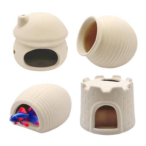 Betta Aquarium-Zubehör, Aquarium-Dekoration, Versteckhöhle für Garnelen, Krabben zum Zuchten, Ausruhen und Spielen, keine Farbe, natürliche Keramik, Pilzhaus, topfförmige Höhle, Schloss und Brothaus Betta Aquarium-Zubehör, Aquarium-Dekoration, Versteckhöhle für Garnelen, Krabben zum Zuchten, Ausruhen und Spielen, keine Farbe, natürliche Keramik, Pilzhaus, topfförmige Höhle, Schloss und Brothaus von GNB PET