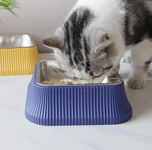 Quadratischer Edelstahl Hund Wassernapf mit Anti-Rutsch Gummistreifen Kleine Hunde Futternapf Haustier Schalen für Katzen von GNB PET
