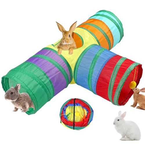 GNB PET Kaninchentunnel, Kaninchentunnel, zusammenklappbar, Kleintier-Tunnel, Versteck Spielzeug für Zwergkaninchen Hasen Meerschweinchen Frettchen Kitty Welpen von GNB PET