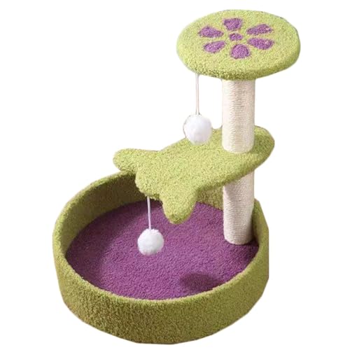 Cat Tree with Sisal Posts, Perfect for Cat Lovers, Cute and Durable Design (Color : Green, S : 38 * 38 * 47cm) von GNBOW