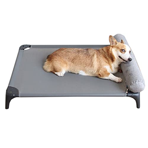 Elevated Dog Cot, Dog Bed with Sides, Dog Bed Off Ground with Dog Bed Pillow (Color : Black Gray, S : 68 * 52 * 12.5cm) von GNBOW