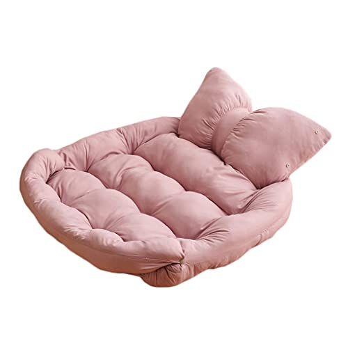 GNBOW Hundebett mit Schleife, Hundecouch, gemütliches süßes Hundesofa, Zwinger-Hundematte, lebendiges Hundebett, multifunktionales 2-in-1-Hundebett (Color : Rosa, S : 80 * 63cm) von GNBOW