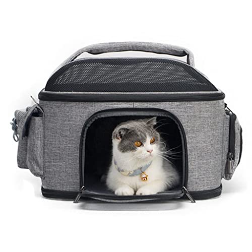 Katzentrage Hundetrage Pet Carrer Tragbare und atmungsaktive Haustierhandtasche Katzen- und Hundeautotasche (Color : Black Gray, S : 47 * 35 * 30cm) von GNBOW