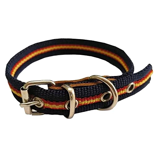 Hundehalsband, spanische Flagge, Baumwolle, 25 cm, einfarbig, für kleine Hunde/Katzen, Halsband aus Baumwolle, reißfest, wetterfest, blau, rot und gelb. von GNCGarden