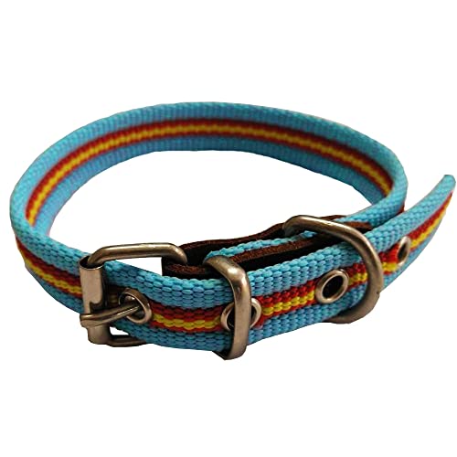Hundehalsband, spanische Flagge, Baumwolle, 30 cm, einfarbig, Halsband aus Baumwolle, reißfest, wetterfest, hellblau, rot und gelb. von GNCGarden