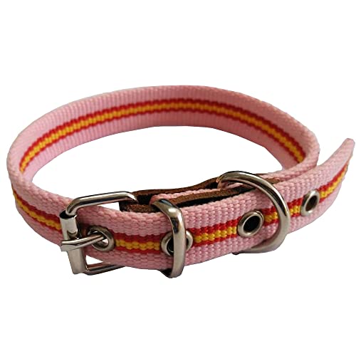 Hundehalsband, spanische Flagge, Baumwolle, Rosa, 35 cm, glattes Halsband für kleine Hunde, Halsband aus Baumwolle, reißfest, wetterfest, rosa, rot und gelb. von GNCGarden