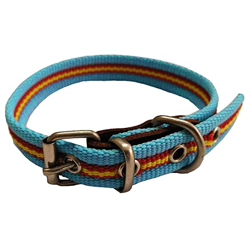 Hundehalsband, spanische Flagge aus Baumwolle, hellblau, 35 cm, einfarbig, für mittelgroße Hunde, Halsband aus Baumwolle, reiß- und wetterfest, Hellblau, Rot und Gelb. Hundehalsband, spanische Flagge aus Baumwolle, hellblau, 35 cm, einfarbig, für mittelgroße Hunde, Halsband aus Baumwolle, reiß- und wetterfest, Hellblau, Rot und Gelb. von GNCGarden