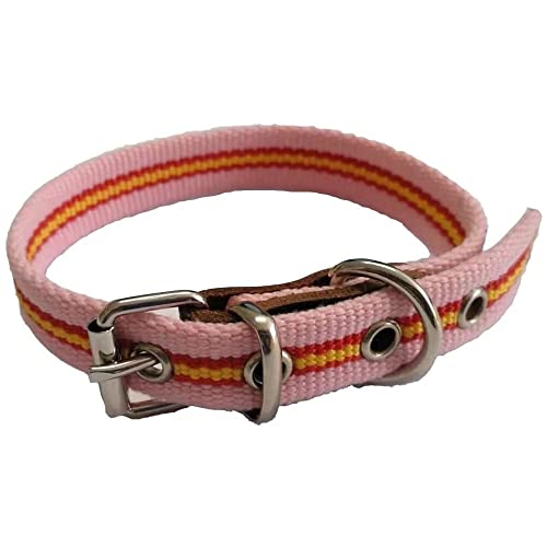 Hundehalsband Spanien Flagge Rosa 25 cm | Glattes Halsband für kleinen Hund | Halsband aus Baumwolle | von GNCGarden