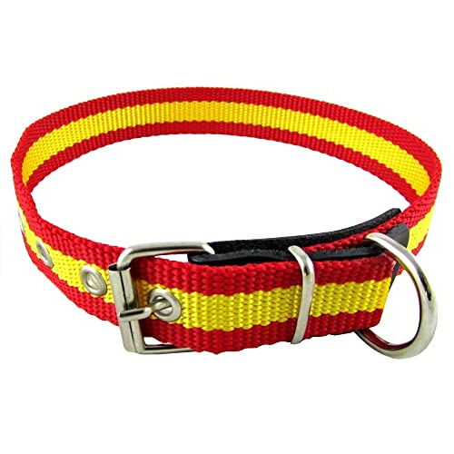 Hundehalsband mit spanischer Flagge aus Nylon, reiß- und wetterfest, 40 cm, 2,5 cm breit, ideal für mittelgroße Hunde Hundehalsband mit spanischer Flagge aus Nylon, reiß- und wetterfest, 40 cm, 2,5 cm breit, ideal für mittelgroße Hunde von GNCGarden