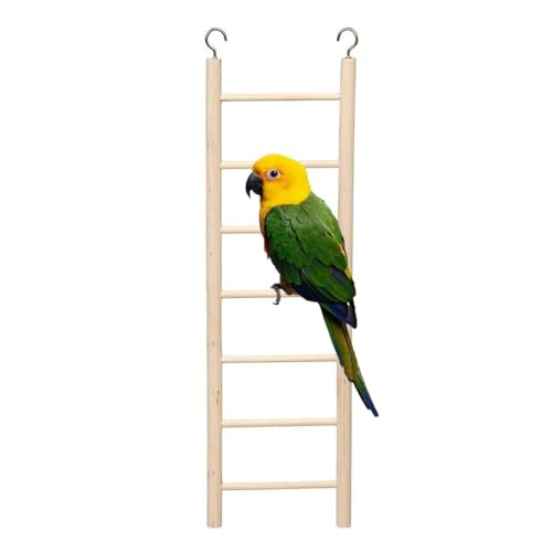 GNCPets Gerade Leiter für Vogelkäfig, Holzspielzeug, 30 x 10 cm, mit 7 Stufen, inklusive Haken für Käfig, stimuliert und unterhält Ihr Haustier von GNCPets
