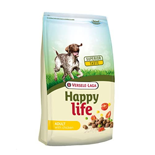 Happy Life Adult Hundefutter für aktive erwachsene Hunde, Hühnerfutter, für hohe Verdaulichkeit, Futtermittel für erwachsene Hunde, Hundefutter - gesundes Futter - 15 kg von GNCPets