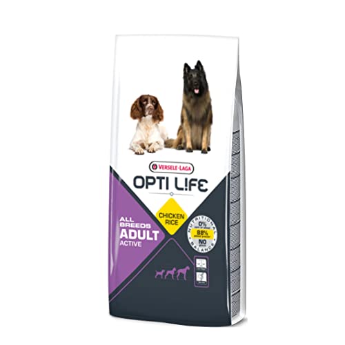 OPTI Life Adult Active: Sehr aktives Hundefutter für Hunde mit Huhn und Reis - Hundefutter 12,5 kg - Hundefutter - Gesundes Futter von GNCPets
