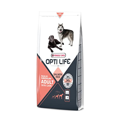 OPTI Life Skin Care: Vollfutter für mittelgroße und große Rassen mit trockener Haut und ausgeschaltetem Fell - Hundefutter mit Lachs und Reis - Hundefutter - Gesundes Futter - 12,5 kg von GNCPets