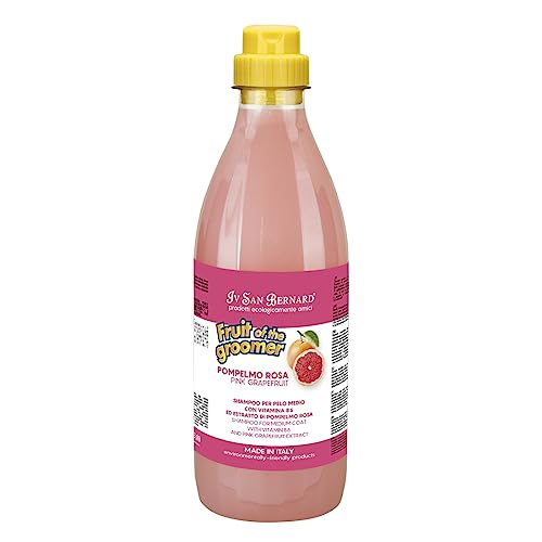 Rosa Grapefruit-Shampoo für Hunde und Katzen, speziell für mittleres Fell - Linie Fruits - 500 ml - Tönt und regeneriert den Haarmantel - hergestellt mit natürlichem Duft - IV San Bernard von GNCPets